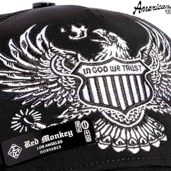Red Monkey Americana Black RM1465 New Limited Edition Unisex Trucker Hat Cap - Picture 5 of 7